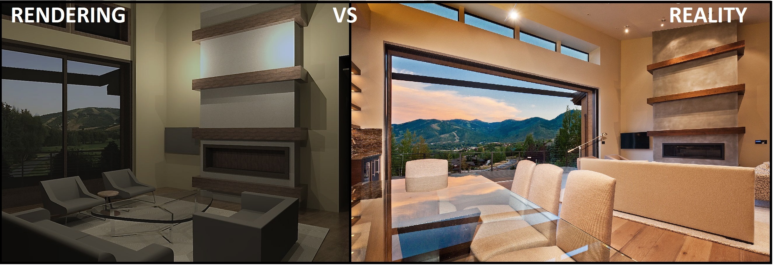 Rendering vs Reality Fireplace